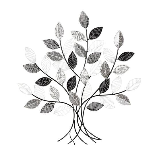 Black Metal Tree Wall décor with Various Patterned Leaves